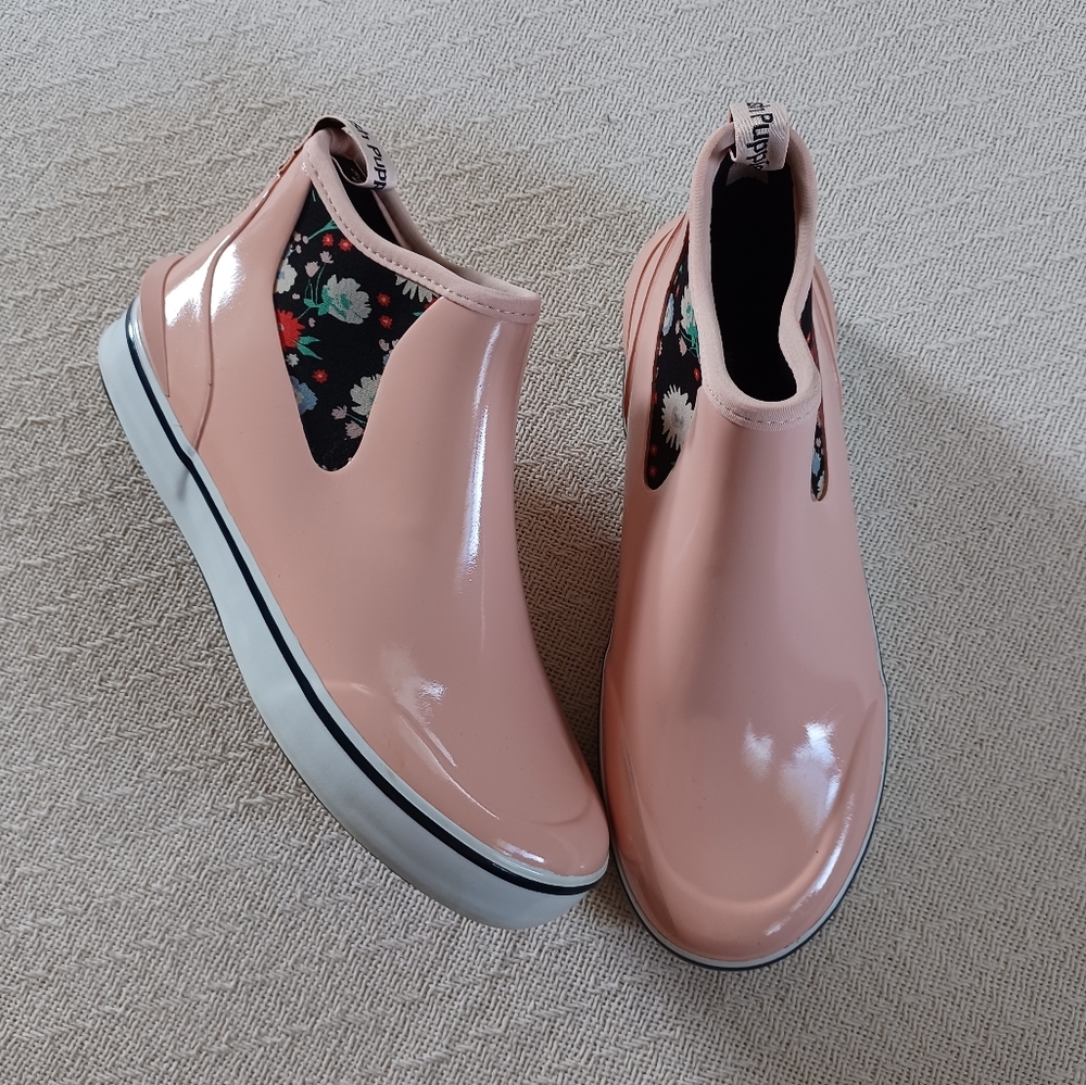 Hush Puppies ♡ floral slip on rain sneaker boots spring